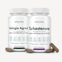 Fadogia Agrestis 600mg + Turkesterone 500mg Bundle (2X More Pure - 20% Std Extract) (3X Absorbencja z BioPeriną i Hydroksypropylo- Beta- Cyklodekstryną) wspomaga zdrowe odzyskiwanie mięśni, Stamina - Vegan