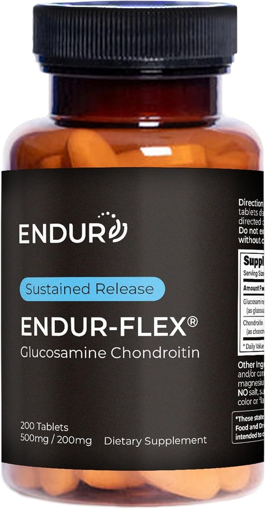 ENDUR- FLEX, Glukozamina Chondroitin Joint Supplement for Helping Reserve Your Active Mobility, Gluten Free, 500mg / 200mg (200 tabletek)