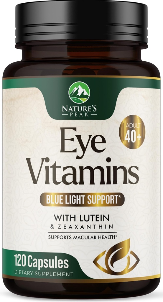 Witaminy oczu i suplement mineralny - Zawiera cynku, miedzi, luteiny, & Zeaksantyny, Wspiera suchy szczep oczu, Vision Health dla dorosłych, Non-GMO, Vegan Eye Care Pills & Minerals Suplementy - 120 Kapsułki