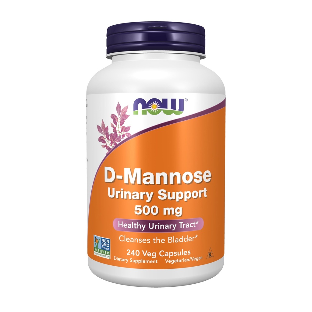 Teraz suplementy żywności, D- Mannose 500 mg, NieGMO Projekt zweryfikowany, Zdrowy Trakt moczowy *, 240 Kapsułki Veg