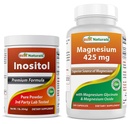 Najlepsze naturalne Inozytol Proszek 1 Lb & Magnezu Glicynian 425 mg
