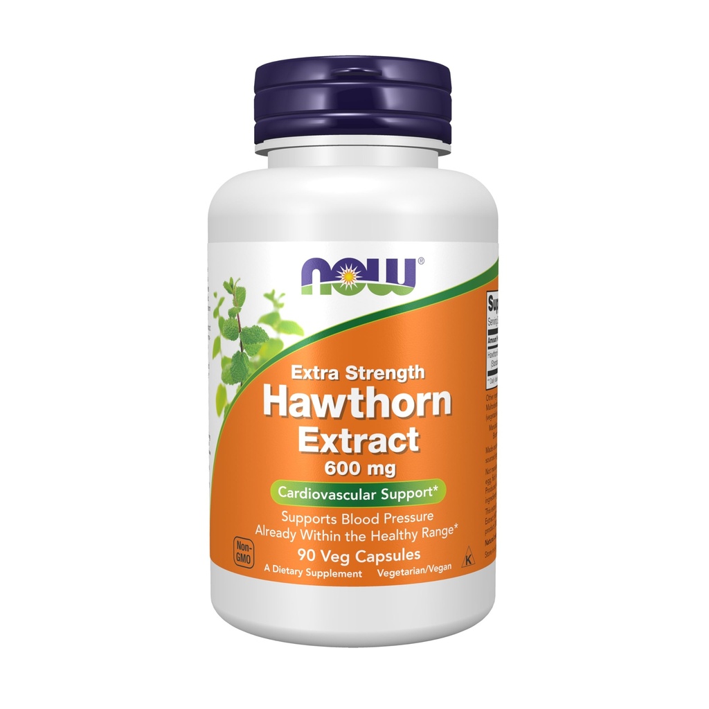 Teraz żywności Suplementy, Hawthorn Extract 600 mg, Dodatkowa siła, Kardiologiczne wsparcie *, 90 Kapsułki Veg