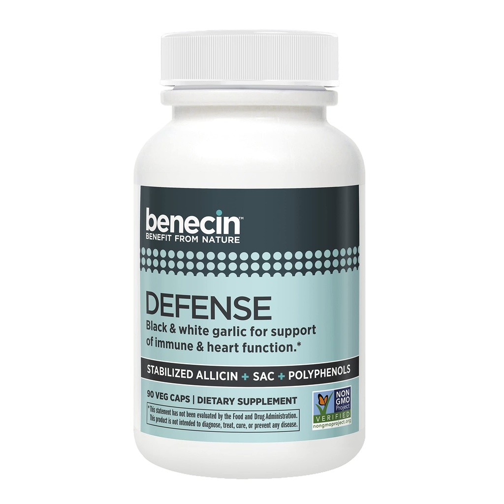 Benecin Defense 1500 mcg Stabilizowany Allicin na kapsułki 124; Plus wysokie ilości SAC & Polifenole z Black czosnku 124; Potężne wsparcie funkcji immunologicznych i serca (90 Hrabia, 90, Hrabia)
