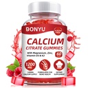 Cytrynian wapnia 1200mg Gummie z witaminą D3: z witaminą wapnia Magnezu Cynk Witamina D3 K2 dla immunologicznego mięśni kości - Ostateczna absorpcja suplement wapnia dla kobiet i mężczyzn, bez cukru