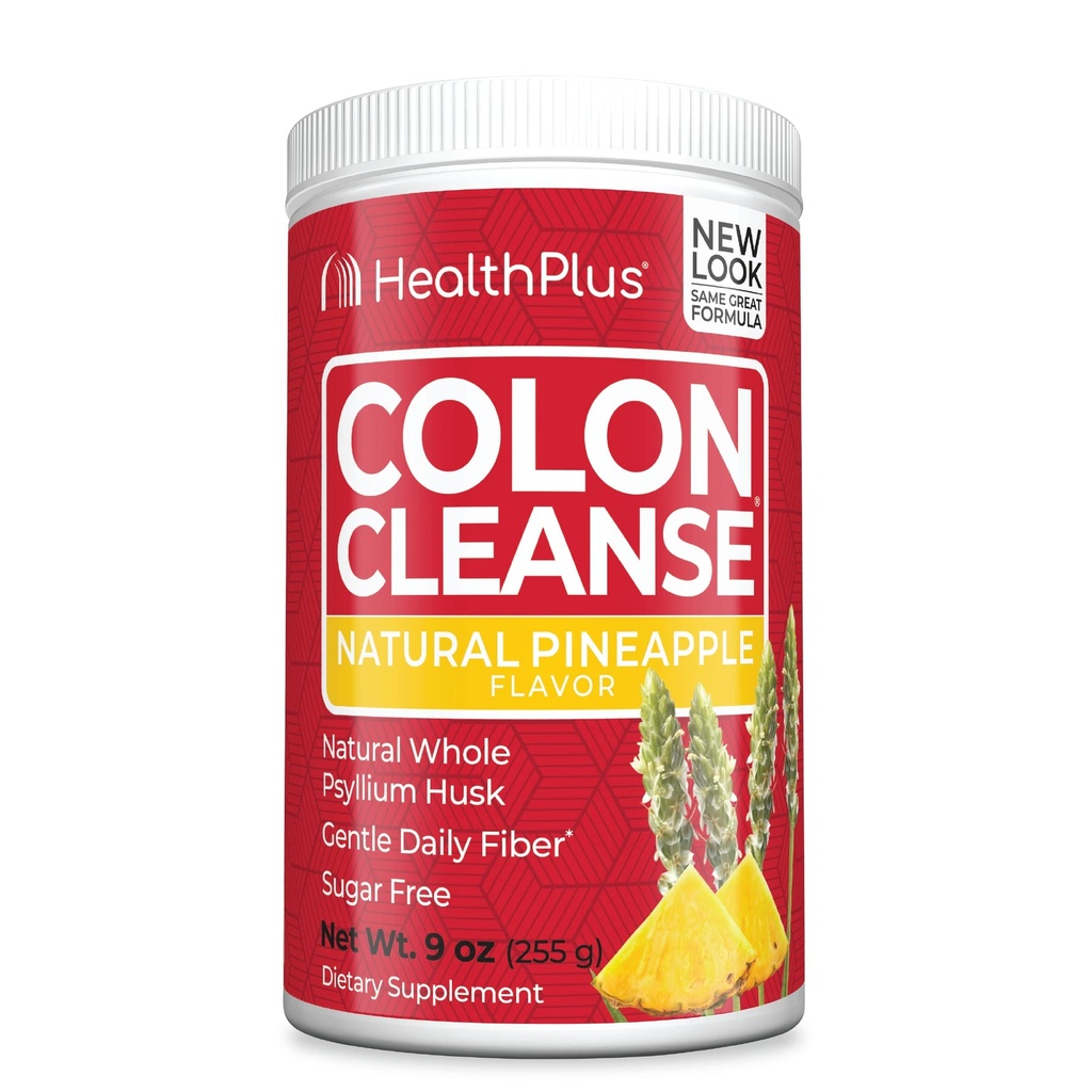 Health Plus Colon Cleanse Digestive Support 124; No Fative Flavors 124; Daily Fiber for Toxin Elimination to Reduce Bloating Adult 124; Psyllium Husk Adult 124; Ananas Flavor Adult 124; 9 Ounces, 36 Servings