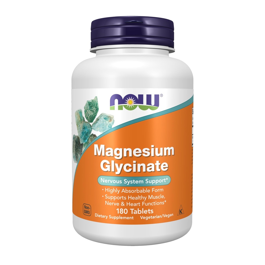 Teraz żywności Suplementy, Magnezu Glicynian 100 mg, Wysoko wchłaniana postać, 180 tabletek
