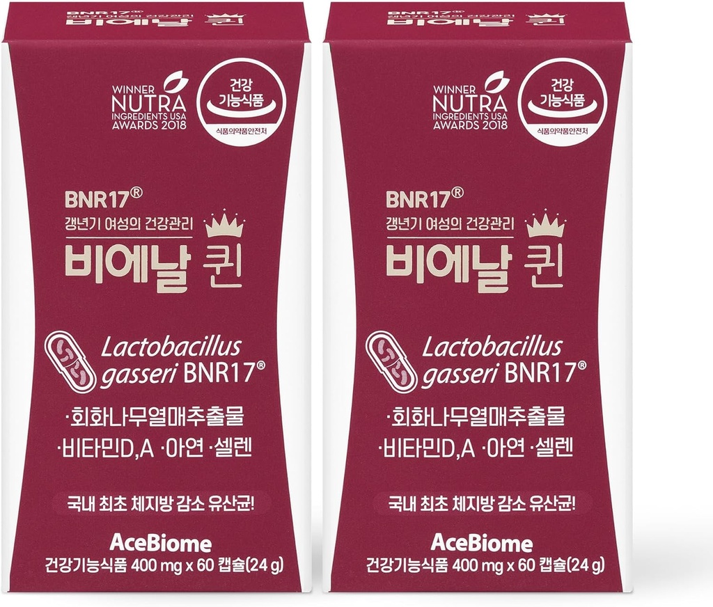 Bnr Queen, wsparcie menopauzalne Probiotyk dla kobiet, 10 Miliard CFU Gwarantowane, Lactobacillus gasseri BNR17, 60Kapsułki x 2 opakowania