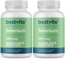 BESTVITE Selenium 200mcg (360 Kapsułki wegetariańskie) (2- Pack) - Brak stearynianów - Brak środków przepływowych - Vegan - Non-GMO - Gluten Free