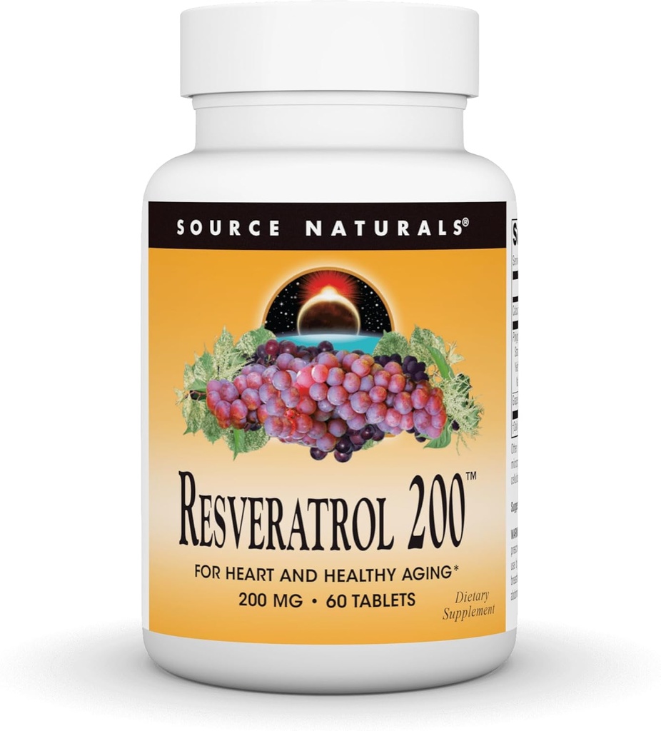 Źródło Naturals Resveratrol, dla serca i zdrowego starzenia * 200 mg - 60 tabletek