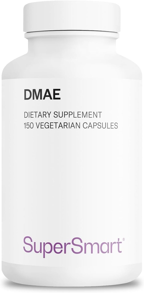 Supersmart - Suplement DMAE 390mg na dzień (Dimetyloaminoetanol) - z DMAE Bitartrate - Cholina Produkcji 124; Non- GMO & Gluten Free - 150 Kapsułki wegetariańskie