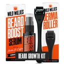 Willy Beard Growth Kit - Premium Derma Roller & Beard Boost Serum - Microneetle Roller & Beard Hair Growth Serum z biotyną i kofeiną dla Fuller Beard, Scalp Care - Łatwy w użyciu zestaw z case