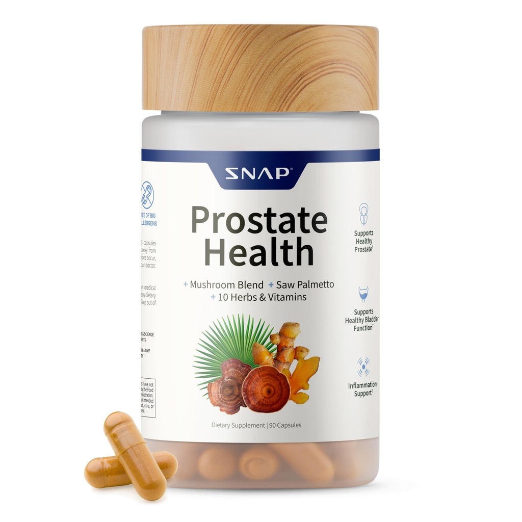 Suplementy Snap Prostate Health Supplement - Supports Mężczyzna Trakt moczowy Zdrowie, 90 Kapsułki wegetariańskie (30 Służenie, 1 Miesiąc dostaw)