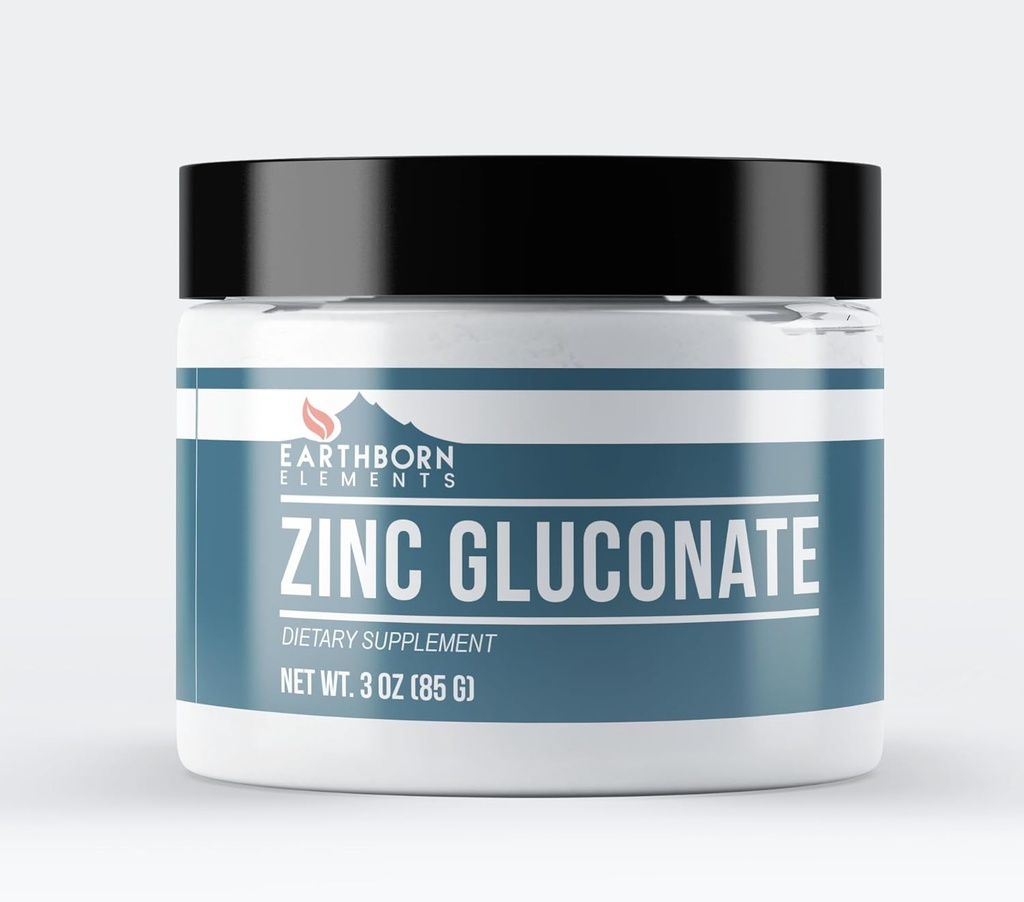 Ziemskie pierwiastki Glukonian cynku 3 oz, zawsze czysty, bez wypełniaczy lub dodatki