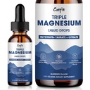Płynne krople glicynianu magnezu z Taurate & Citrate, Suplement magnezu do snu, Spokój i relaks, z potasu i Omega-3, Wysoka receptura absorpcyjna, Blueberry Flavor, 2 Fl Oz