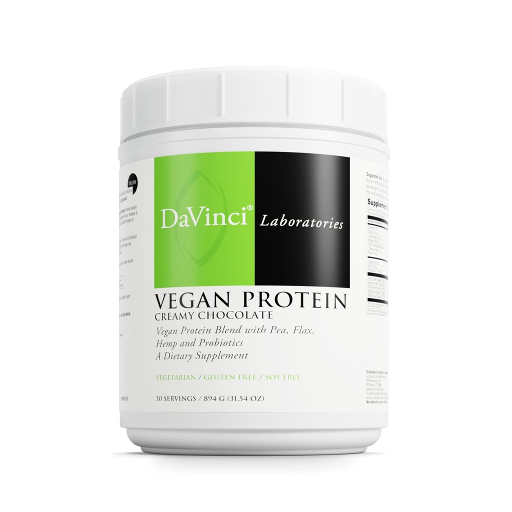 DAVINCI Labs Vegan Protein - suplement do proszku wspomaga naprawę mięśni i tkanek * - suplement wegański z białkiem grochu i nasion płatka - kremowa czekolada, 30 Servings (894 g)