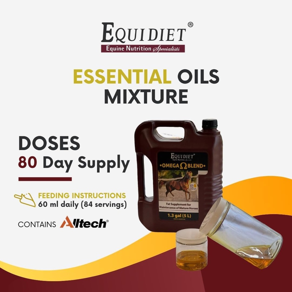 Suplement do mieszanek Omega - Dodatek do wzrostu masy konia - Suplement Cool Calories Horse - dla koni - Omega 3 i 6 - Naturalne przeciwutleniacze Chia Canola - Stymulowane rozwój mięśni