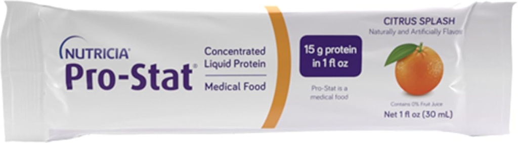 Nutricia Pro- Stat Sugar Free Citrus Splash - 1 oz Pakiety, Opakowanie 96 - Wysokobiałkowe, Ready- to- Drink Medical Food for Shound Care, Utrata mięśni, i Zarządzanie niedożywieniem