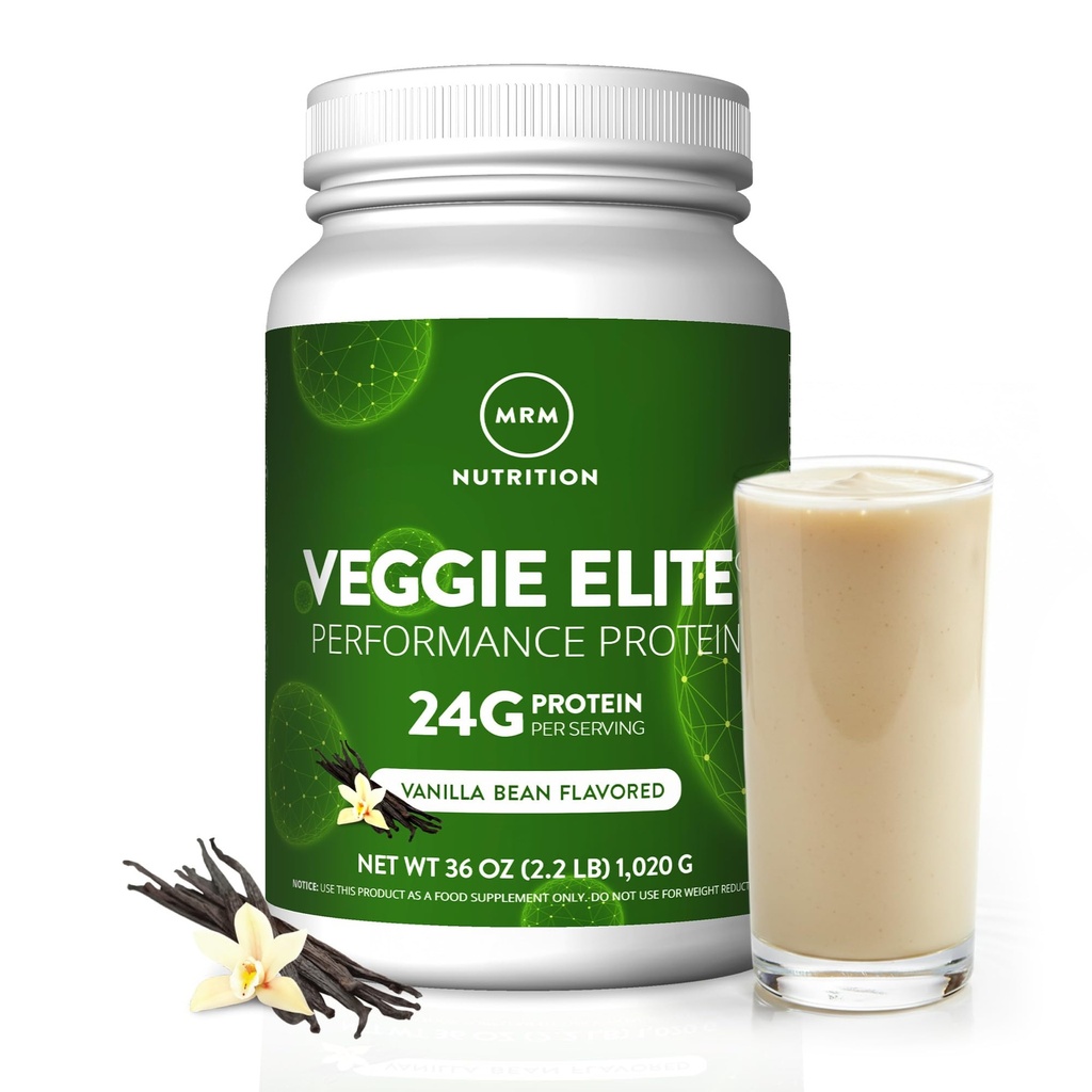 MRM Nutrition Veggie Elite Performance Protein Equipment 124; Vanilla Bean Flavored Evidence 124; Plant- Based Protein Evidence 124; Easy to Digest Agriculture 124; with BCAAs Agriculture 124; Vegan + gluten- Free Evidence 124; Clinically Tested Evidence 124; Digestive enzymy Evidence 124; 30 Servings