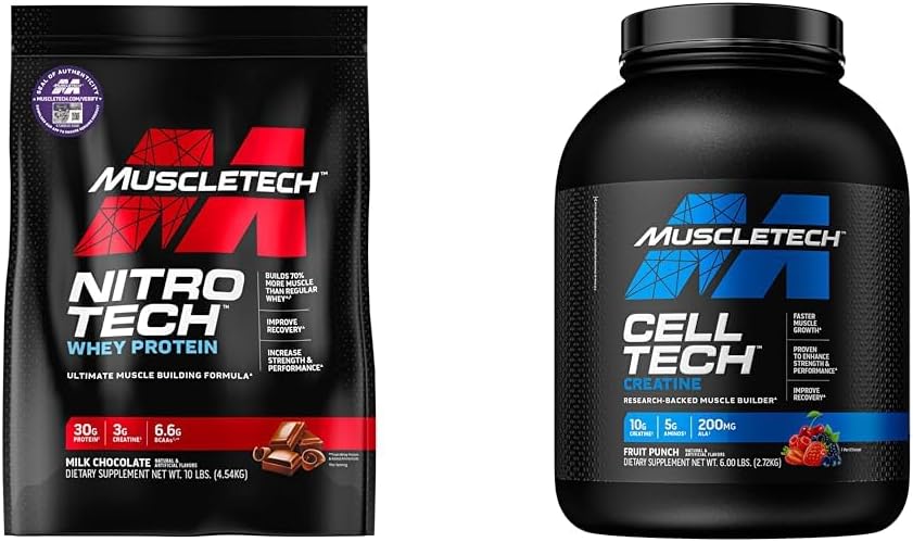 MuscleTech Protein serwatkowy proszek Nitro- Tech Protein serwatkowy izolat i peptydy i proszek dwuwodny Cell- Tech Creatine proszek