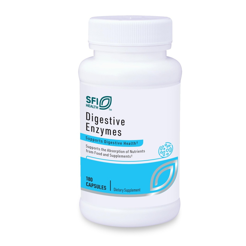 Klaire Labs SFI Health Digestive Enzymes - Gut Health Supplements with Lipase, Amylase & Proteate Enzymes for Disease - Aid Nutricent Absorption - Pomoc Okazjonalne GI Discomfort (180 kapsułki)