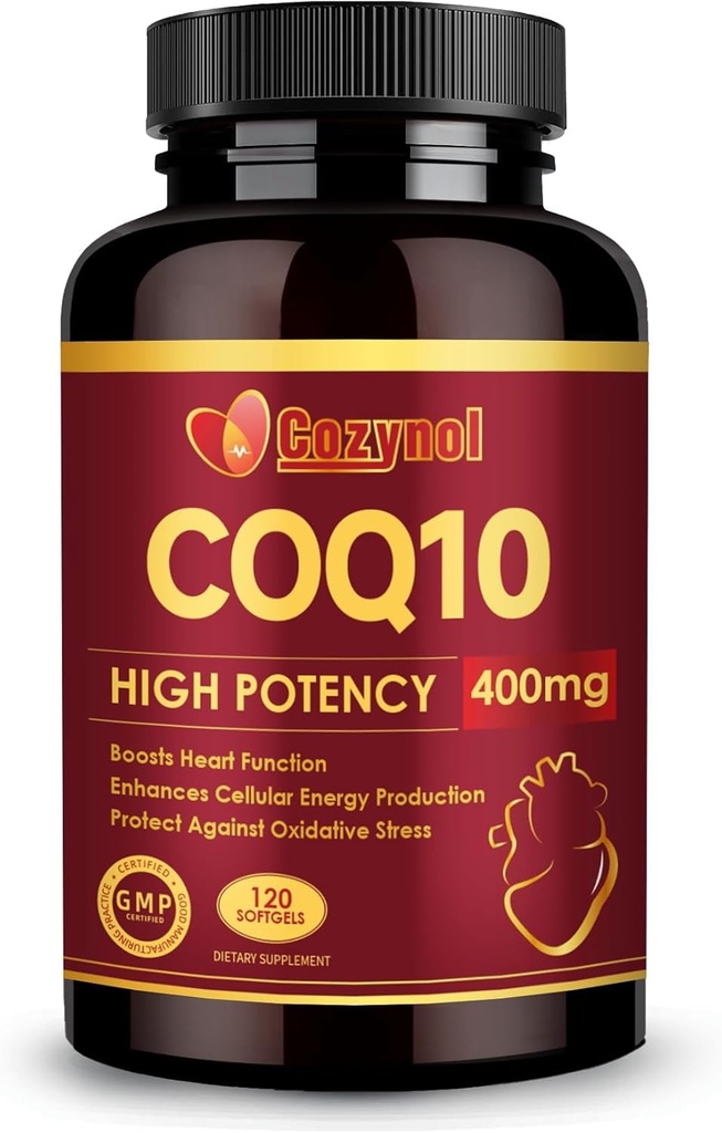 CoQ10 400mg Softgels z Omega 3 & PQQ, Potężny przeciwutleniacz do Heart Health & Energy Production, 120 Count