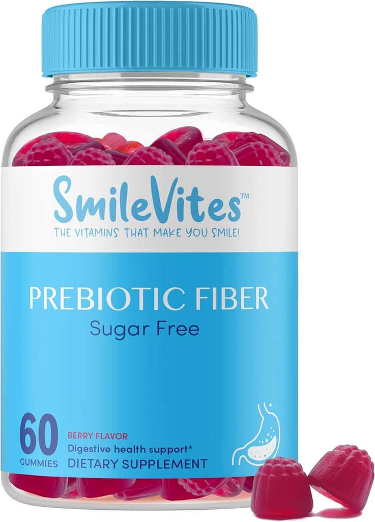 Prebiotyczne gumki włókniste dla zdrowia żytnica124; Wspiera bakterie gut & Regularność pokarmowa 124; Wegan, Keto, Kosher, 124; Gluten- Free, Non-GMO, Plant- Based 124; Natural Berry Flavor