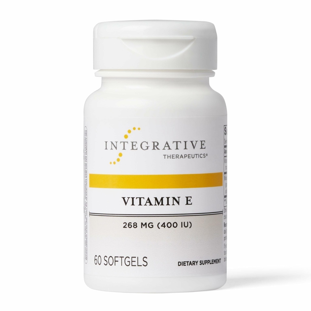 Terapeutyka integracyjna Witamina E - Suplement przeciwutleniający do wsparcia sercowo-naczyniowego * - Wsparcie dla serca * - Darmowy & Bezglutenowy - 60 Witaminy Softgels (60 Servings)