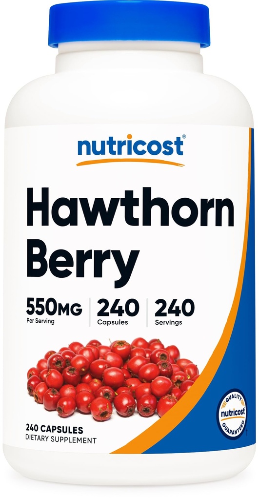 Nutricost Jagody Hawthorn Kapsułki 550mg, 240 Kapsułki, Wegetariańskie Przyjazne, Nie-GMO & Gluten za darmo