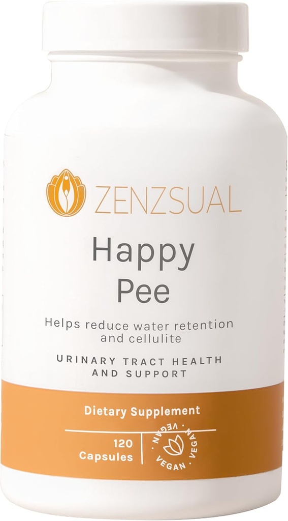 ZENZSUAL Happy Pee - Support Trakcji moczu z Żurawiny organicznej i D- Mannose - Kompleksowe UTI Pomoc przeciwbólowa dla kobiet - 120 Kapsułki