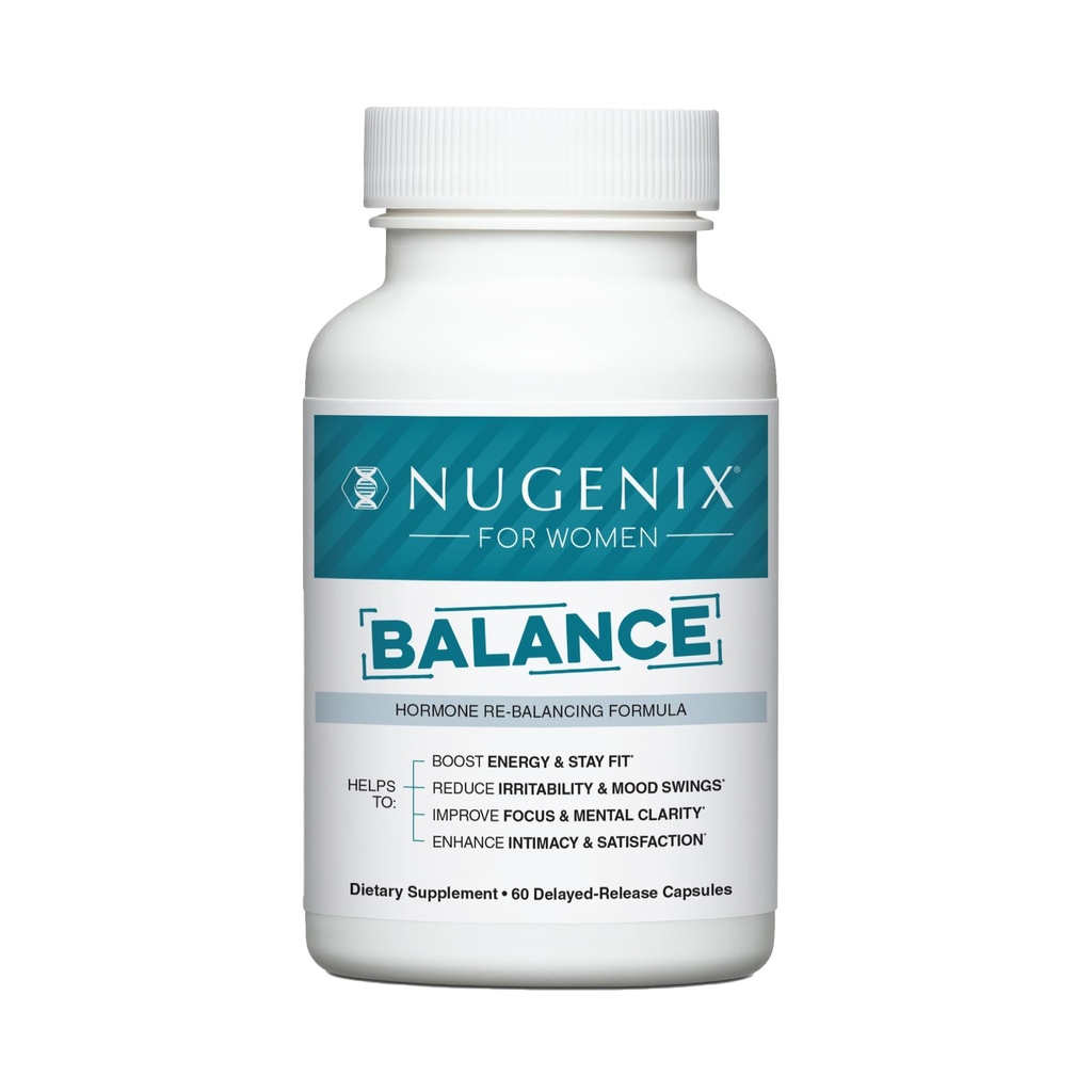 Nugenix dla Równowagi Kobiet - Hormon Równowaga dla Kobiet, Energia Boost, Poprawa Focus & Jasność mentalna, Przywracanie Równowagi Hormonalnej, Menopauza, Ashwagandha KSM- 66, Turmeric, Witamina D, DIM, 60 Hrabia
