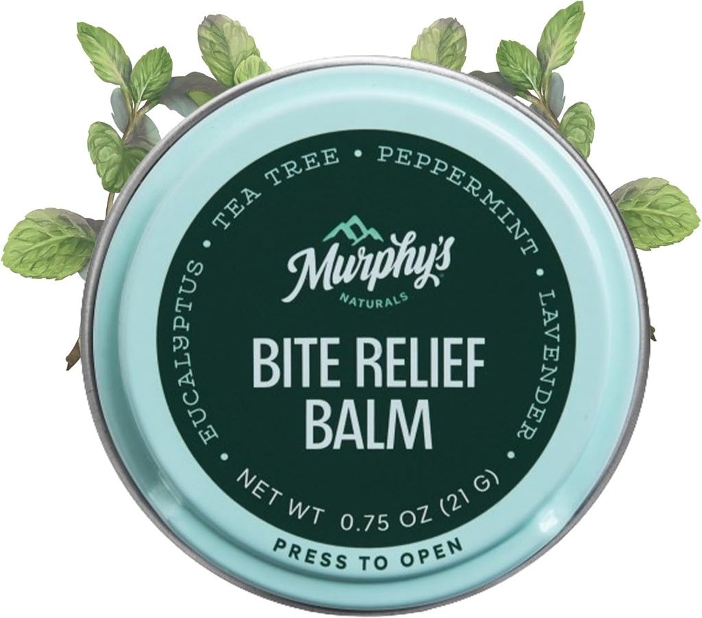 Murphy 's Naturals Insect Bite Relief Balm, Przyjazny dla podróżnych, Koszy gryz z oleju bazującego na plantacjach, Szybkie aktorstwo, Łatwa aplikacja, 0.75oz