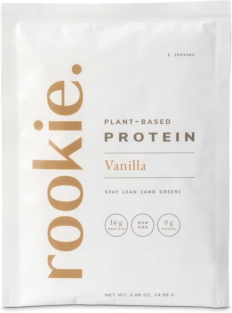 Rookie Wellness Plant- Based Probiotic Protein - Organic Pea Protein Powder with Complete Acid Acid Profile, Gut- Zdrowe Prebiotyki i Probiotyki, & Ponad 25 Witaminy i Minerały (10 Sachets, Vanilla)