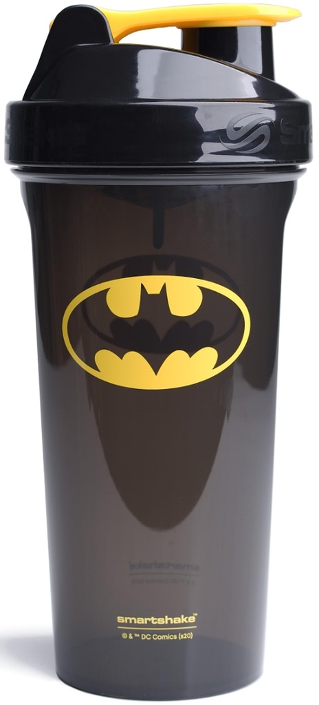 Smartshake Lite Justice League Protein Shaker Butelka 800ml - DC Comics Water Bottle, Leakproof BPA Free Gym Shaker Bottle for Protein Shakes And Protein Powder - Batman Logo