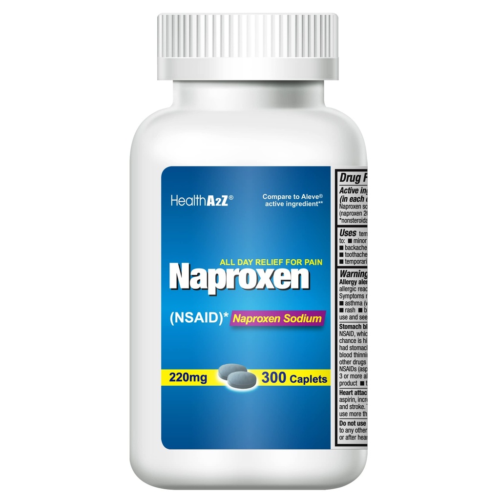 HealthA2Z ® Naproxen sodowy 124; 220mg 124; 300 Counts 124; NSAID 124; Szybka ulga bólowa 124; Fever Reducer