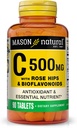 MASON naturalna witamina C 500 mg, z Rose HIPS & bioflavonoids, Immune Support & Antioksydant Formuła, 90 Tabletki