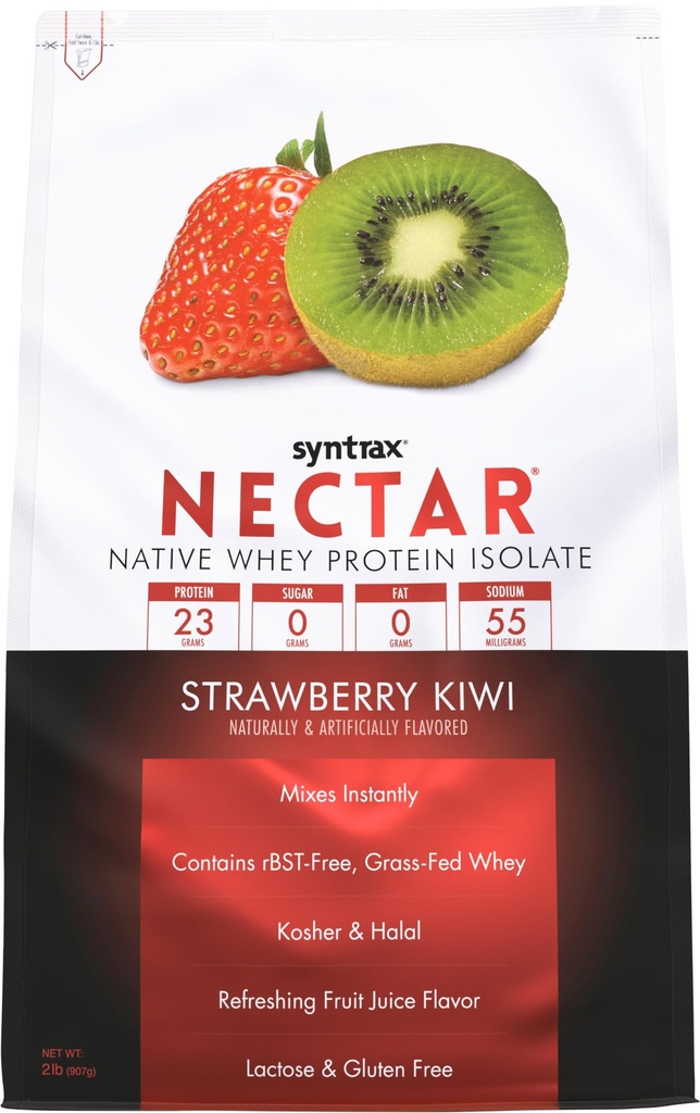 Syntrax Nutrition Nectar, 100% Izolat białka serwatki proszek, Odświeżający aromat soku owocowego, Truskawka Kiwi, 2 kg