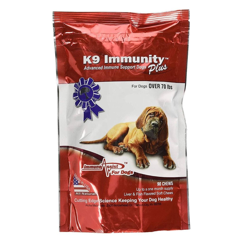 Aloha Medicinals - K9 Immunitet Plus - Pothent Immune Booster dla psów powyżej 70 funtów - 90 Soft Chews