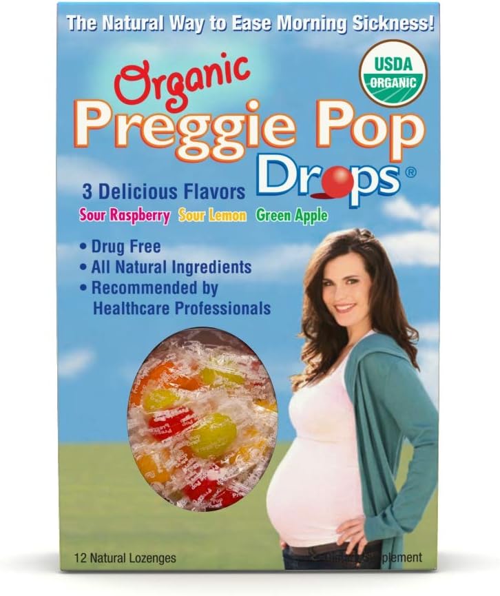Organiczne Preggie Drops 124; 12 Krople Każdy z 124; Poranna choroba w czasie ciąży 124; Bezpieczne dla ciężarnych Mama & Dziecko 124; Gluten Wolne 124; 3 Smaki: Lemon, Malina i zielone jabłko