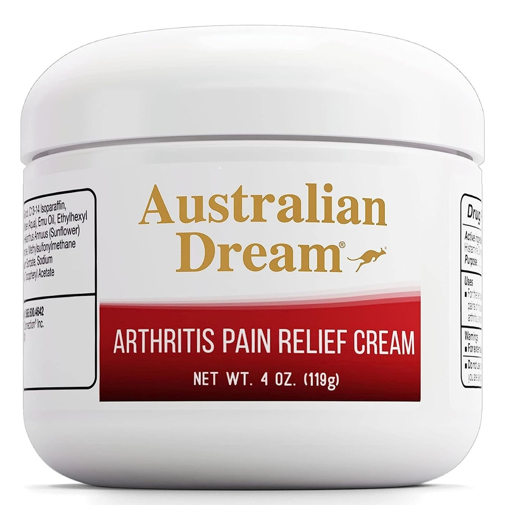 Australian Dream Artretitis Pain Relief Cream - Soothing & Non-Greasy - Potężny Topical Artretitis Pain Relief - Dobre dla mięśni Aches lub Joints - 4 oz Jar