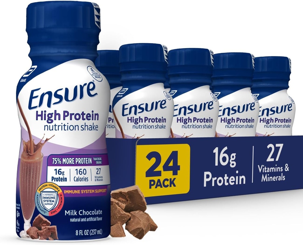 Zapewnienie wysokiej zawartości białka mleko Czekoladowe Żywienie Shake, Gotowy do picia, 16 g białka i 27 witamin i minerałów, 8 fl oz, 24 Pack
