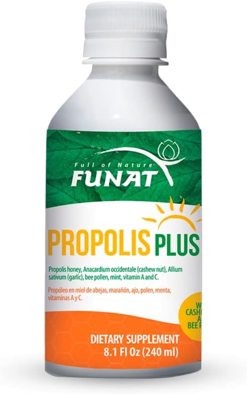 FULL of NATURE FURAT Propolis Plus wzmocniony polem, czosnkiem, witaminą C i witaminą A 8.1 Fl Oz, 240 ml OZ 124; Wsparcie immunologiczne, Wzmocnienie obrony organizmu