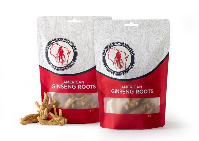 Dairyland American Ginseng Roots Between - 16 oz Pack of Wisconsin Ginseng Root - Autentyczne American Ginseng - Non-GMO, Gluten Free Whole Ginseng - Użyj tego ziołowego suplementu w Zupie, Herbata, Congee