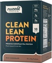 Nuzest - Proszek z protein grochowych - Białko o czystej barwie, Proszek z protein roślinnych Premium, Bezmleczny, Bez glutenu, Bez GMO, Wstrząs proteinowy, Bogata Czekolada, 0,9 oz, (Opakowanie po 10)
