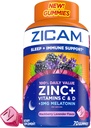 Zicam Sleep + wsparcie immunologiczne. Cynk, suplement gumowy, BlackBerry Lavender Flavor, Witamina C i Witamina D, 3 mg Melatonina na porcję, 70