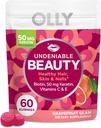 OLLY Niezaprzeczalny Gummy Piękności, Do włosów, skóry, paznokci, Biotyna, Witamina C, Keratyna, Suplement do żucia, Grejpfrut, 30 Day Supply - 60 Count