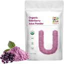 UNLEASH 'D ORGANIC Organic Elderberry Juice Proszek 16 oz 100% Czysta zielona żywność, bogaty w przeciwutleniacze i multiwitaminy, Wysokie działanie przeciwutleniające, Przeciwzapalne