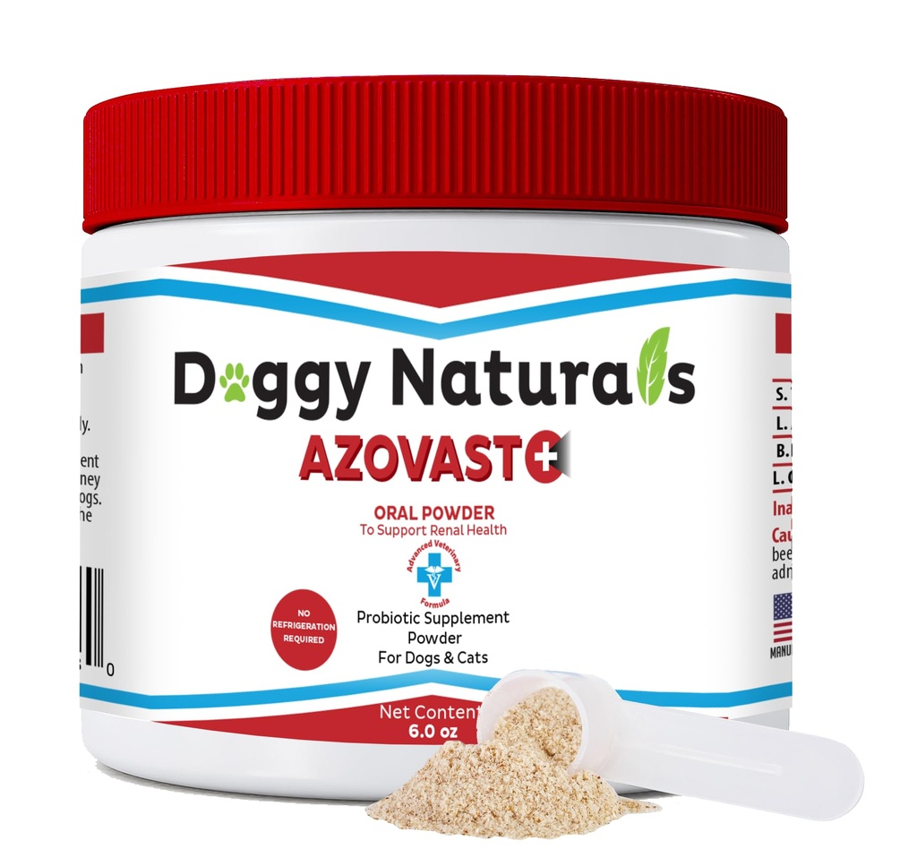 Azovast Plus Nerki Suplement zdrowia dla psów i kotów, Proszek doustny (6 Oz) - (120 Dases / Jar) Nie wymaga chłodzenia - Pomoc Wspomaganie Nerki Function & Zarządzanie toksyny nerek (Made in U.S.A) (6 Oz)
