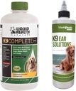 Zwierzęta z grupy LIQUIDHEALTH K9 Complete 8- in-1 Multivitamine for All Dogs & Szczenięta & K9 Rozwiązania do mycia ucha - Pet Health Supplement Bundle for Joint & Immune Support, Oczyszczanie ucha psa - Made in USA