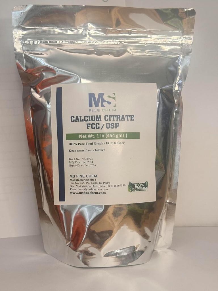Proszek z cytrynianu wapnia - suplement cytrynianu wapnia, Cytrynian wapnia 1000mg - Bezglutenowy, 4500mg (1000mg wapnia) na porcję - 1 lb